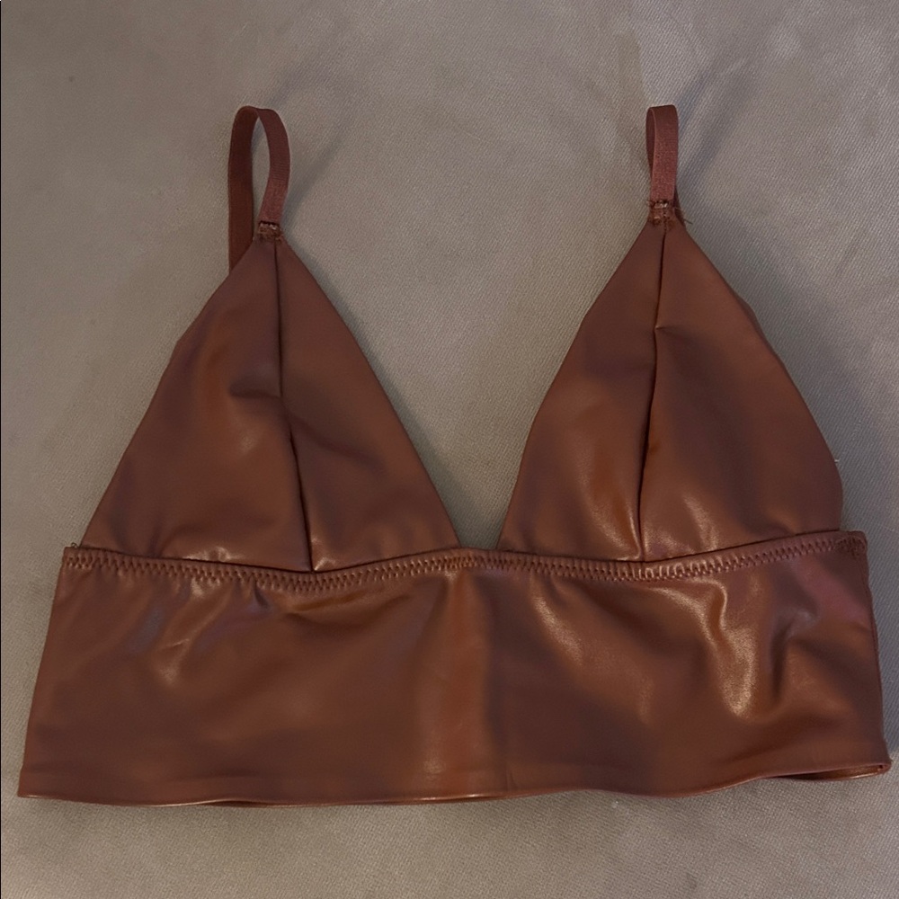 Stylish Brown Leather Bralette